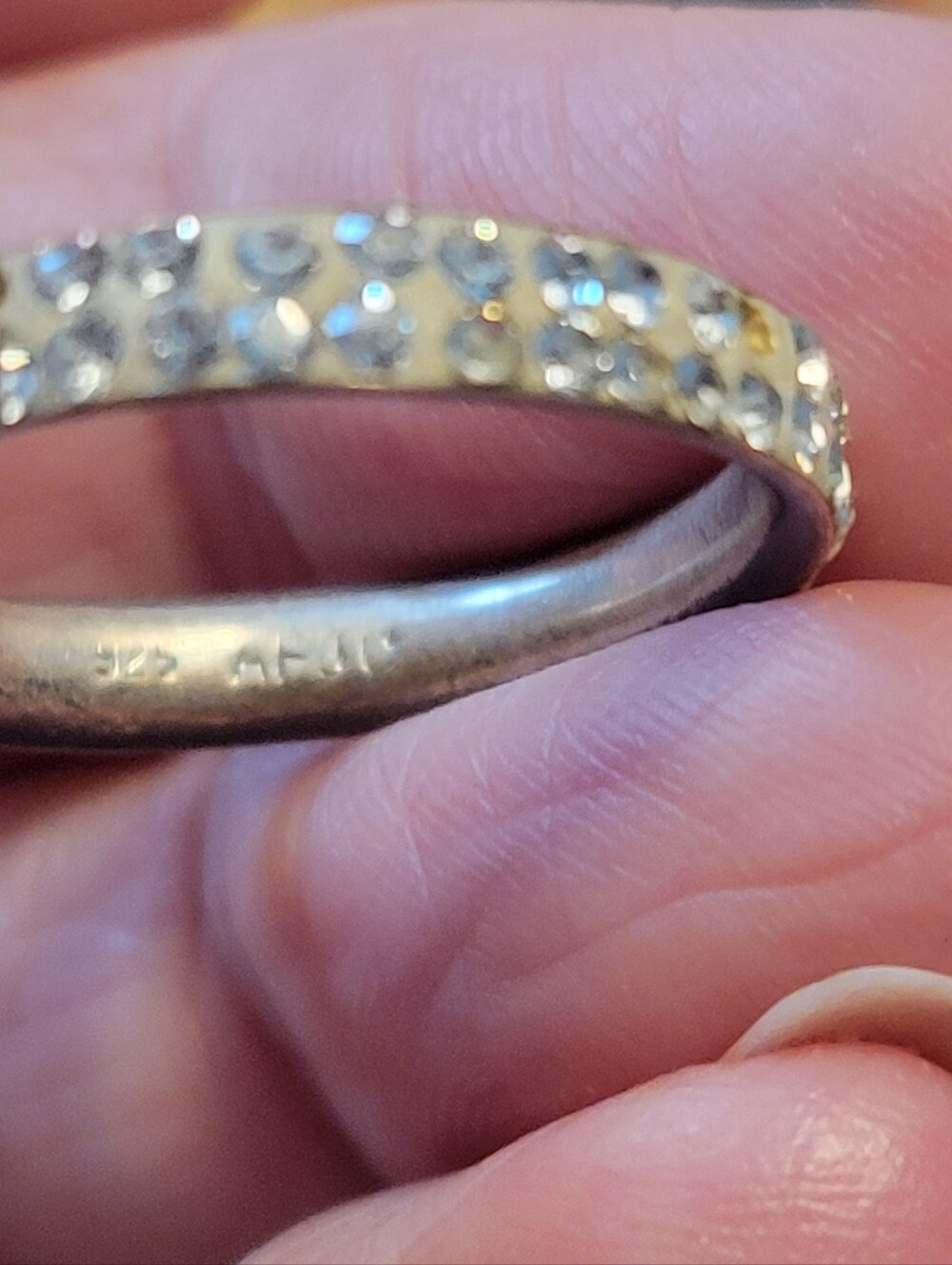 Sterling Silver Pave Crystal Stackable Ring - Silver size8